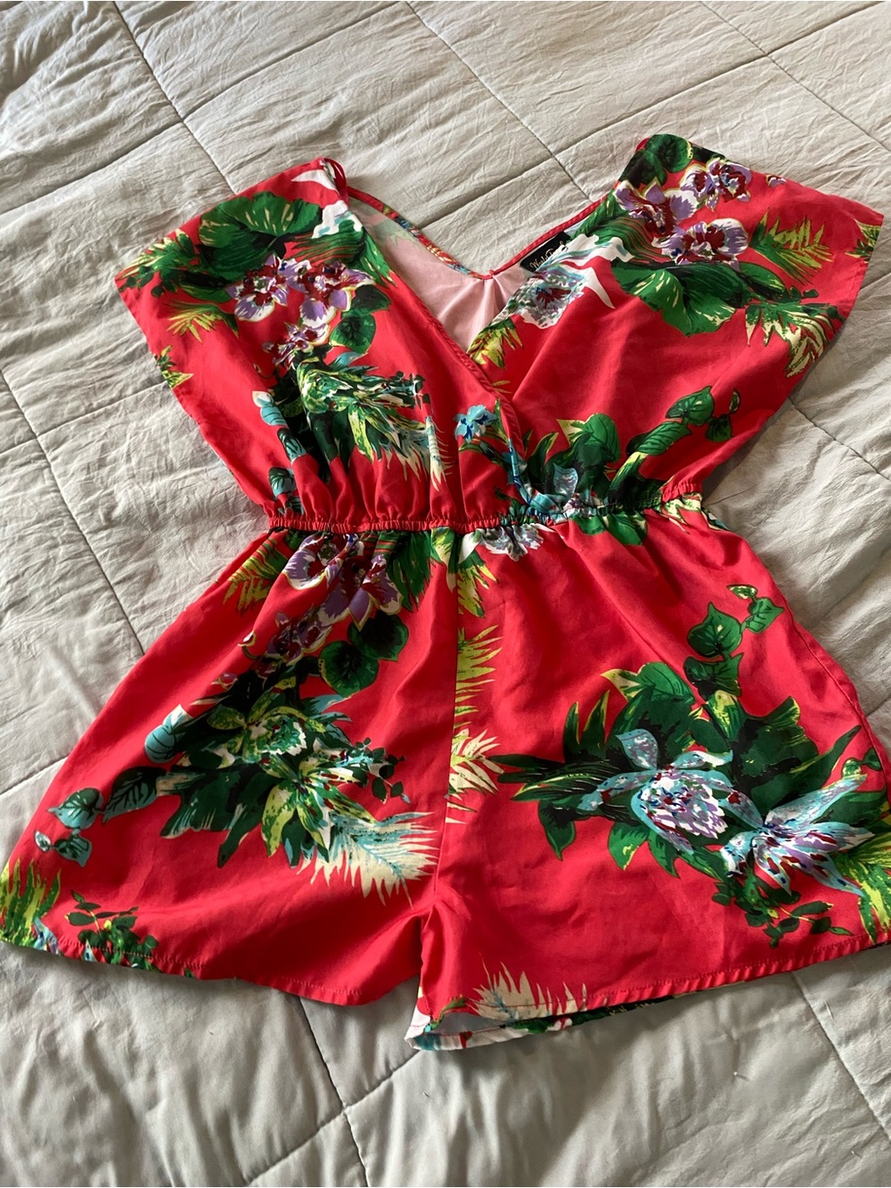 Together Red Tropical Floral Romper